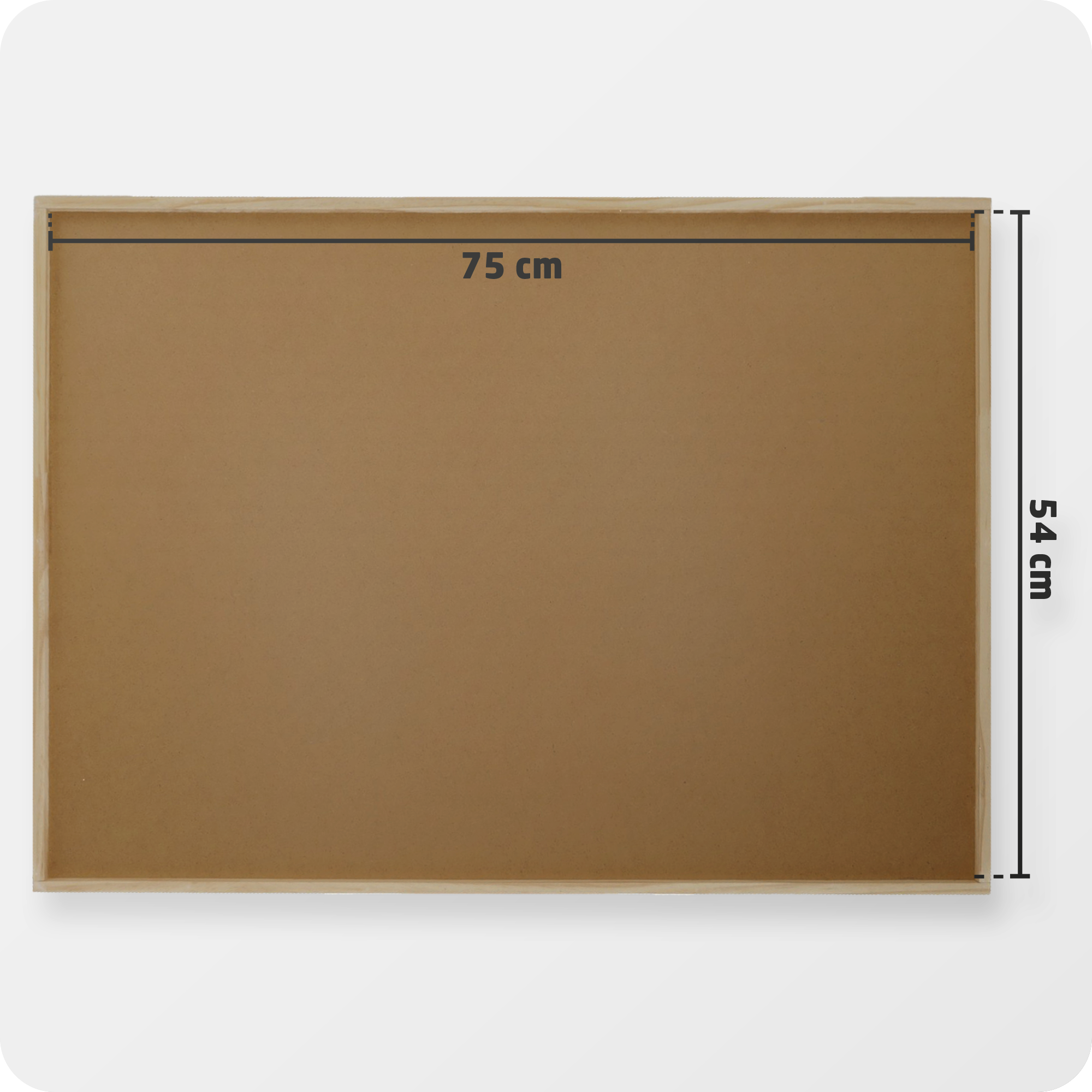 Bovenaanzicht van de puzzelplaat met de afmetingen voor een puzzel van 1000 stukjes