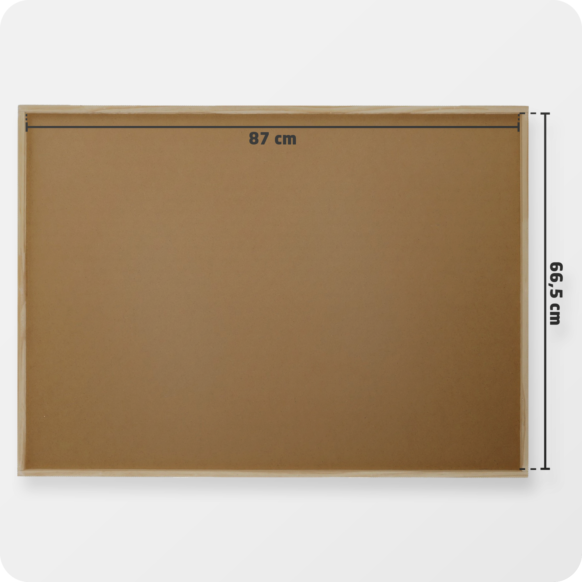 Houten puzzelplank van met de afmetingen voor een puzzel van 1500 stukjes.